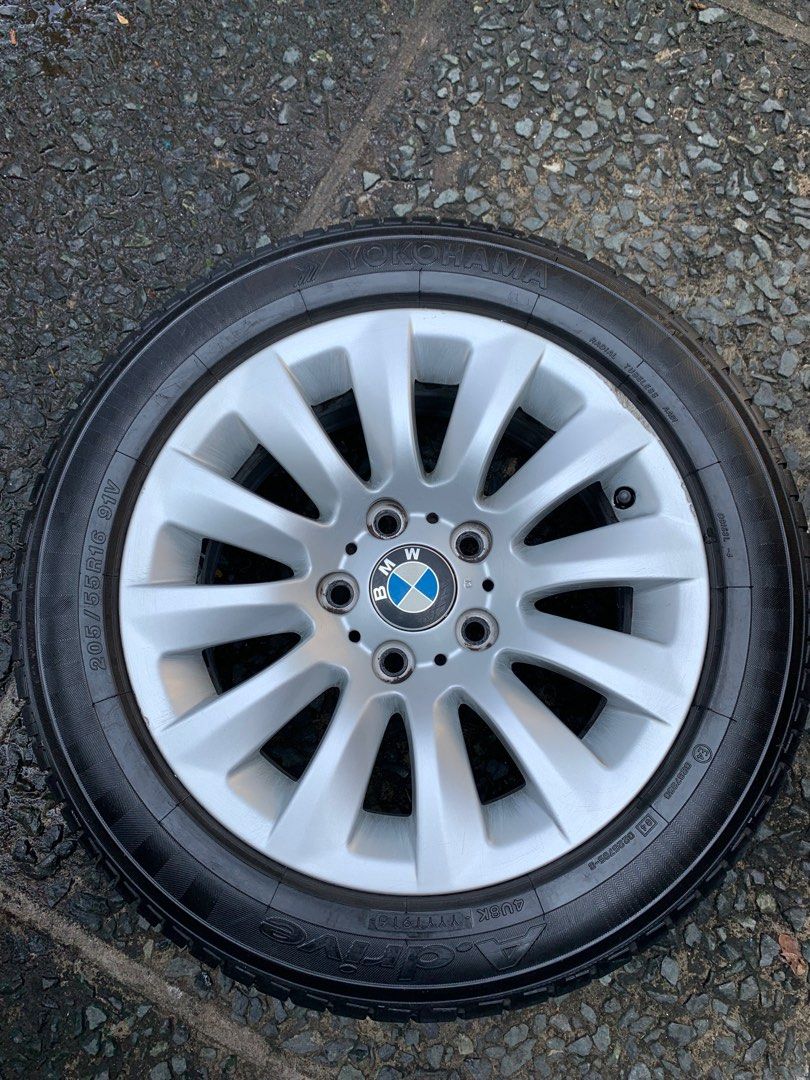 Bmw spare tire with mags (Category: Mags and Tires) located in Manila. Submitted by lauro.catibayan (Listing ID 1227300079, Image 1). Description: Yokohama spare tire with bmw mags. 205 55 R16 dimension. 80% thick tire .