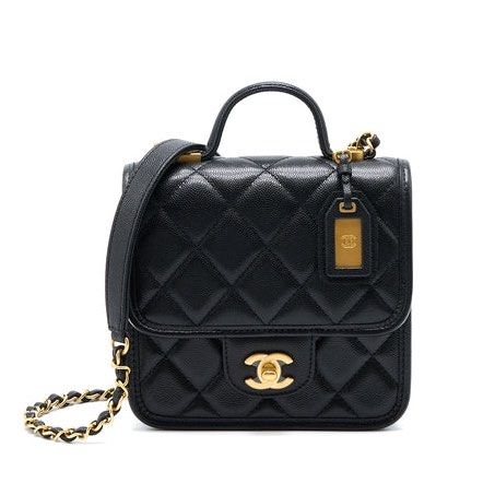 BNIB 22K Chanel Mini Flap with Top Handle Old School Mailbag Tofu Size