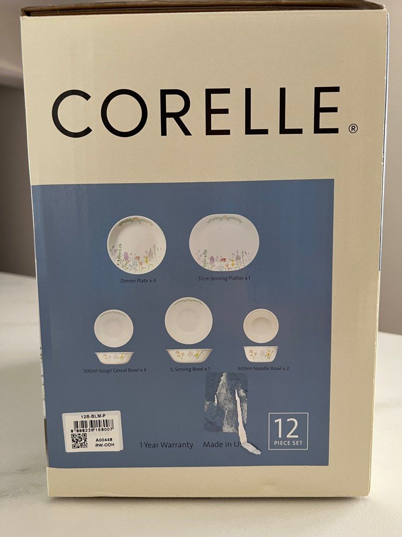 [BRAND NEW] Corelle 12pc Dinner Set, Furniture & Home Living ...
