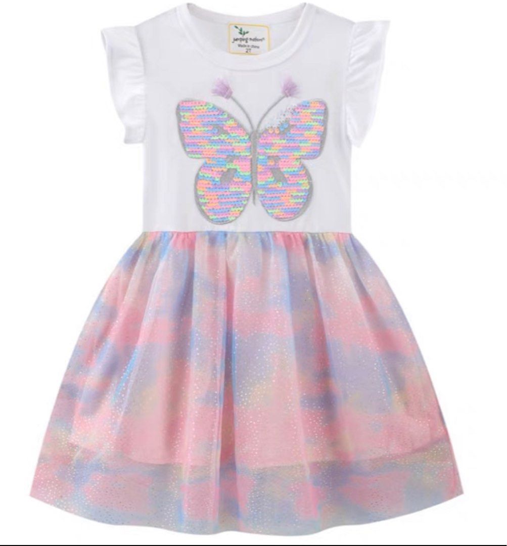 Brand New Butterfly Sequin Party Dress Girl Size 6T Babies Kids