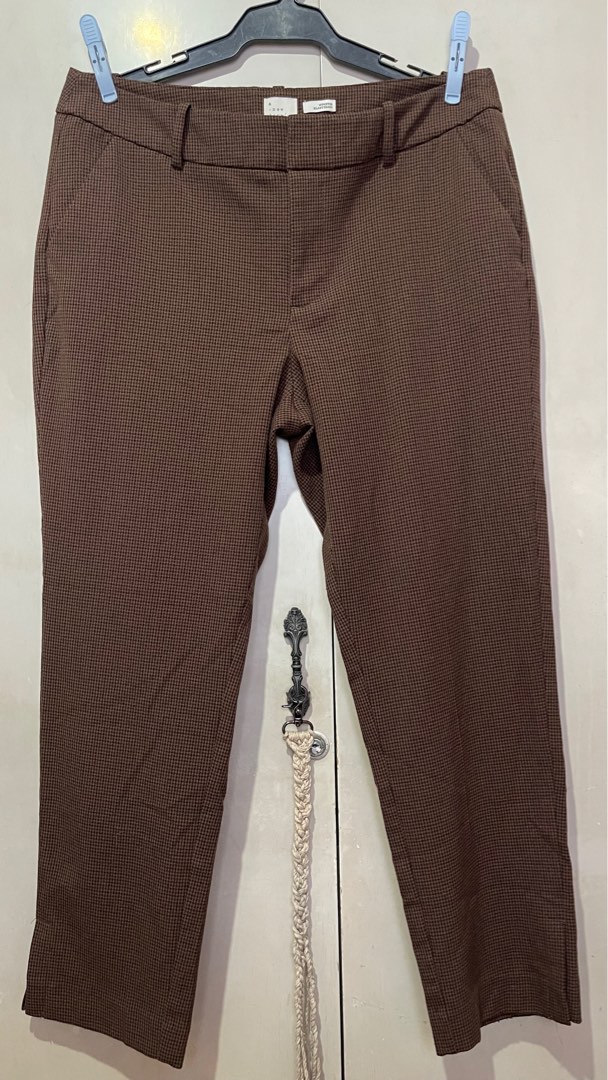 Brown Checkered Slacks on Carousell