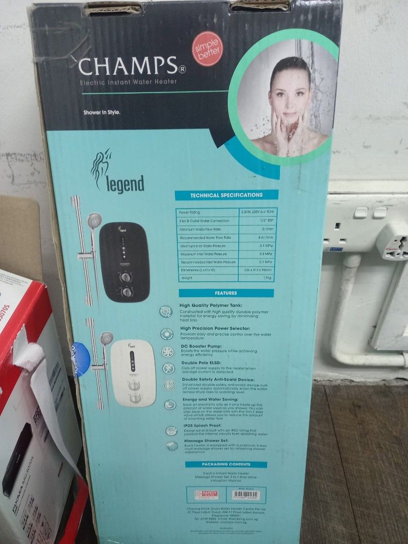 Champs Shower Heater, Furniture & Home Living, Bathroom & Kitchen