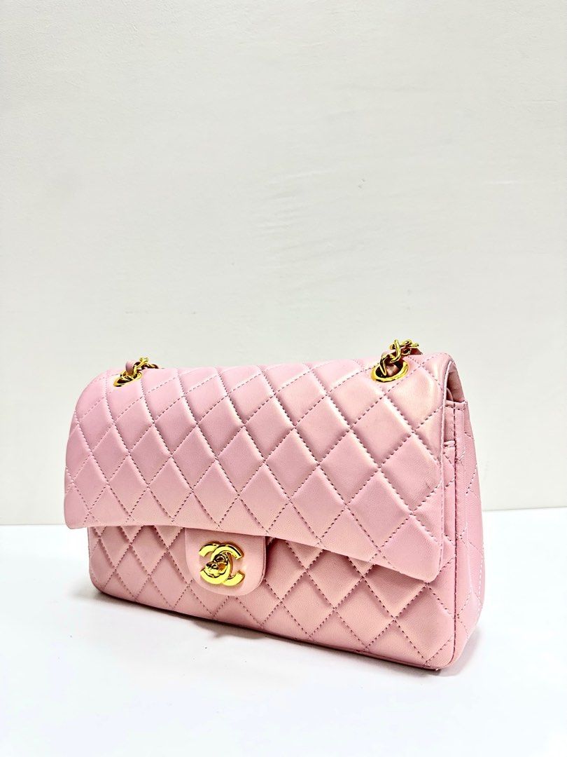 Chanel Iridescent Pink Quilted Lambskin Medium Classic Double Flap Gold  Hardware, Luxury, Bags & Wallets on Carousell