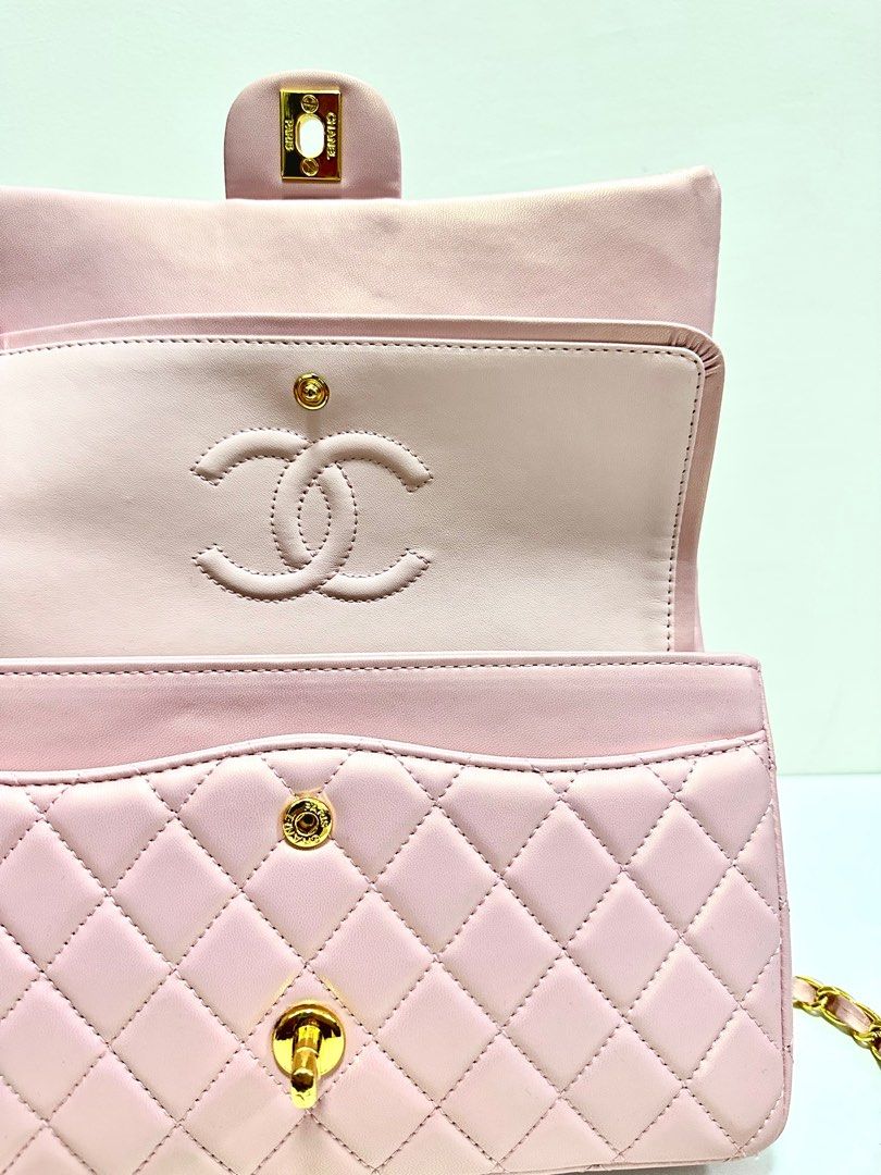 Chanel Iridescent Pink Quilted Lambskin Medium Classic Double Flap Gold  Hardware, Luxury, Bags & Wallets on Carousell