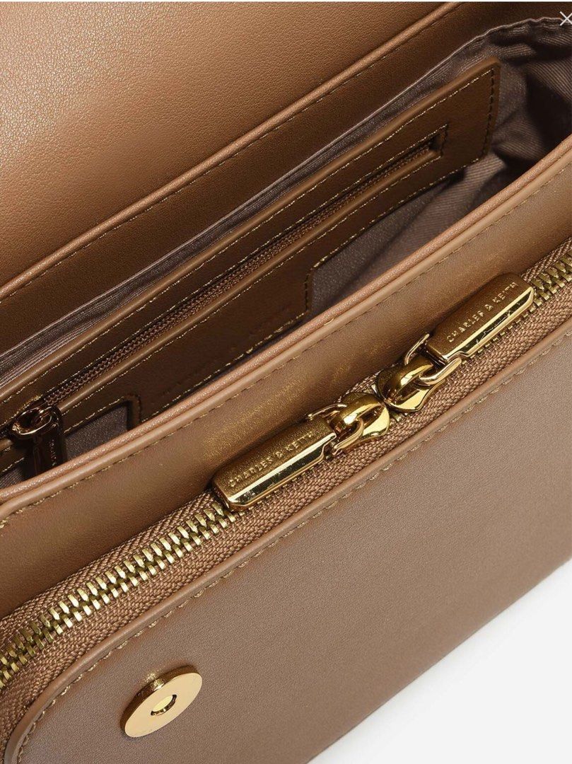 Charles & Keith Basic Front Flap Crossbody Bag In Brown, Women's Fashion, Bags & Wallets, Cross