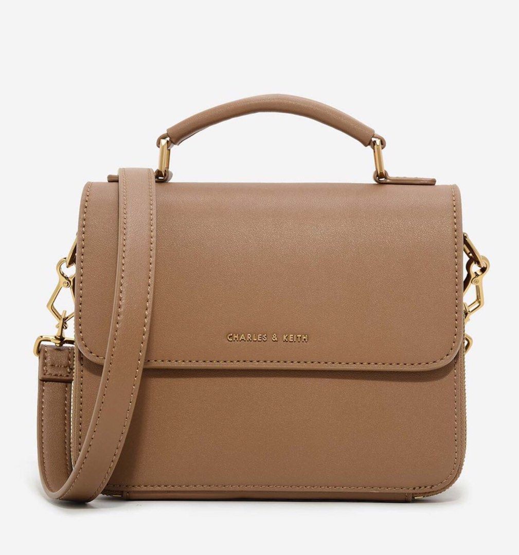 Charles & Keith Basic Front Flap Crossbody Bag In Brown, Women's Fashion, Bags & Wallets, Cross