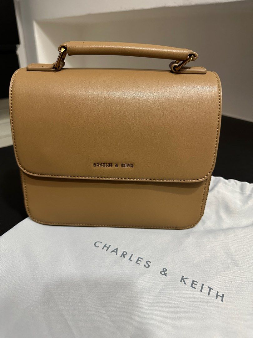 Charles & Keith Basic Front Flap Crossbody Bag In Brown, Women's Fashion, Bags & Wallets, Cross