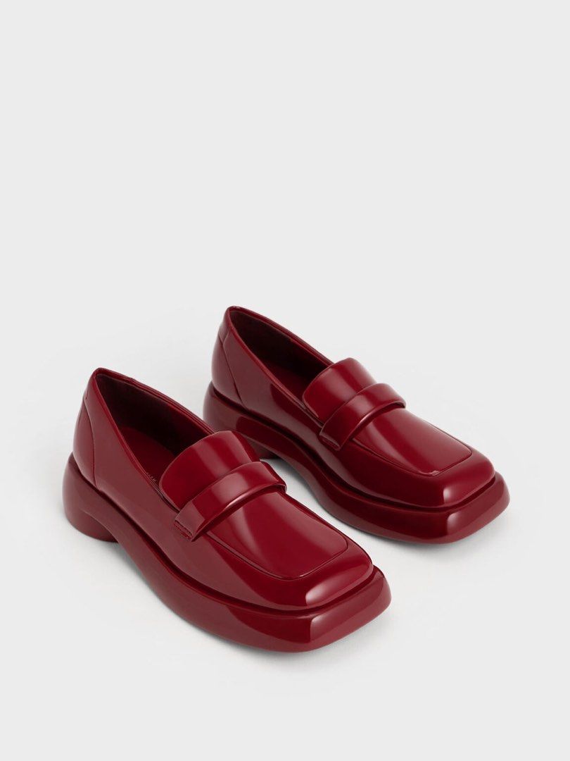 Red patent leather best sale penny loafers