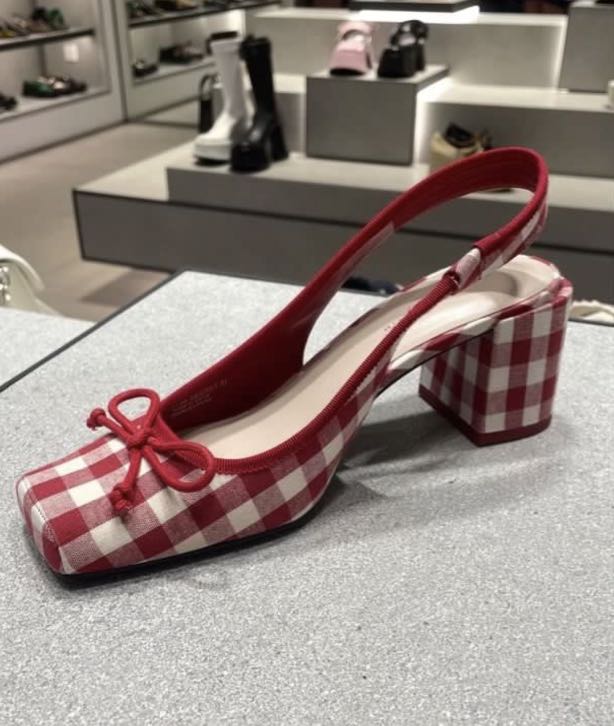 Red hotsell gingham heels