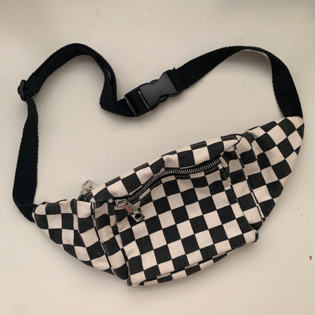 Black and white checkered new arrivals bum bag