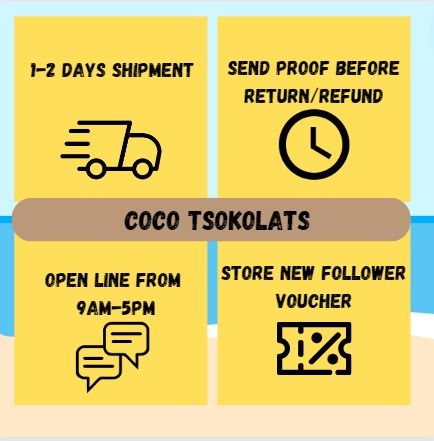 Coco Original Flavor Healthy Oat Snacks (Category: Local Eats) located in Quezon City. Submitted by kimmy_preloved (Listing ID 1227285766, Image 2). Description: Individually wrapped 35pcs Ready on hand - Gcash or Cash payment only - Lalamove or Grab booking We also have Lazada, Shopee and Tiktok! Lazada - https://s.lazada.com.ph/s.6xTY8 Shopee - shopee.ph/sn_7iv76lf Tiktok - simply search Coco Tsokolats.