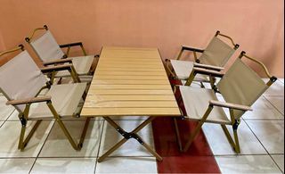 Cream Camping Table and Chair Set