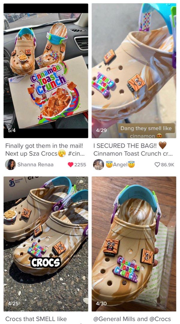 crocs cinnamon toast clogs crunch cute marbled tie dye light brown white all terrain sandals biscuit cereal drew shoes classic sliders slides unisex