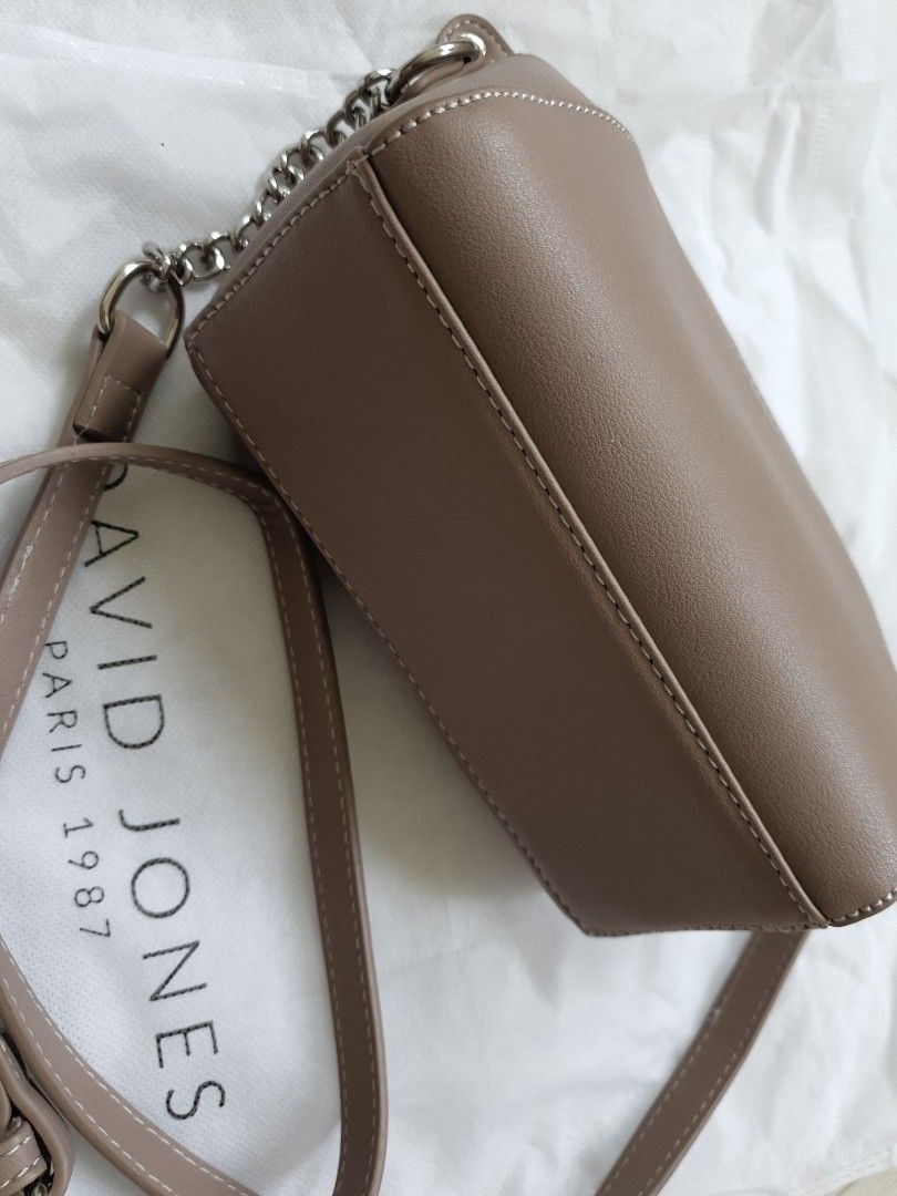 David Jones Grey & Beige Colourblocked Sling Bag