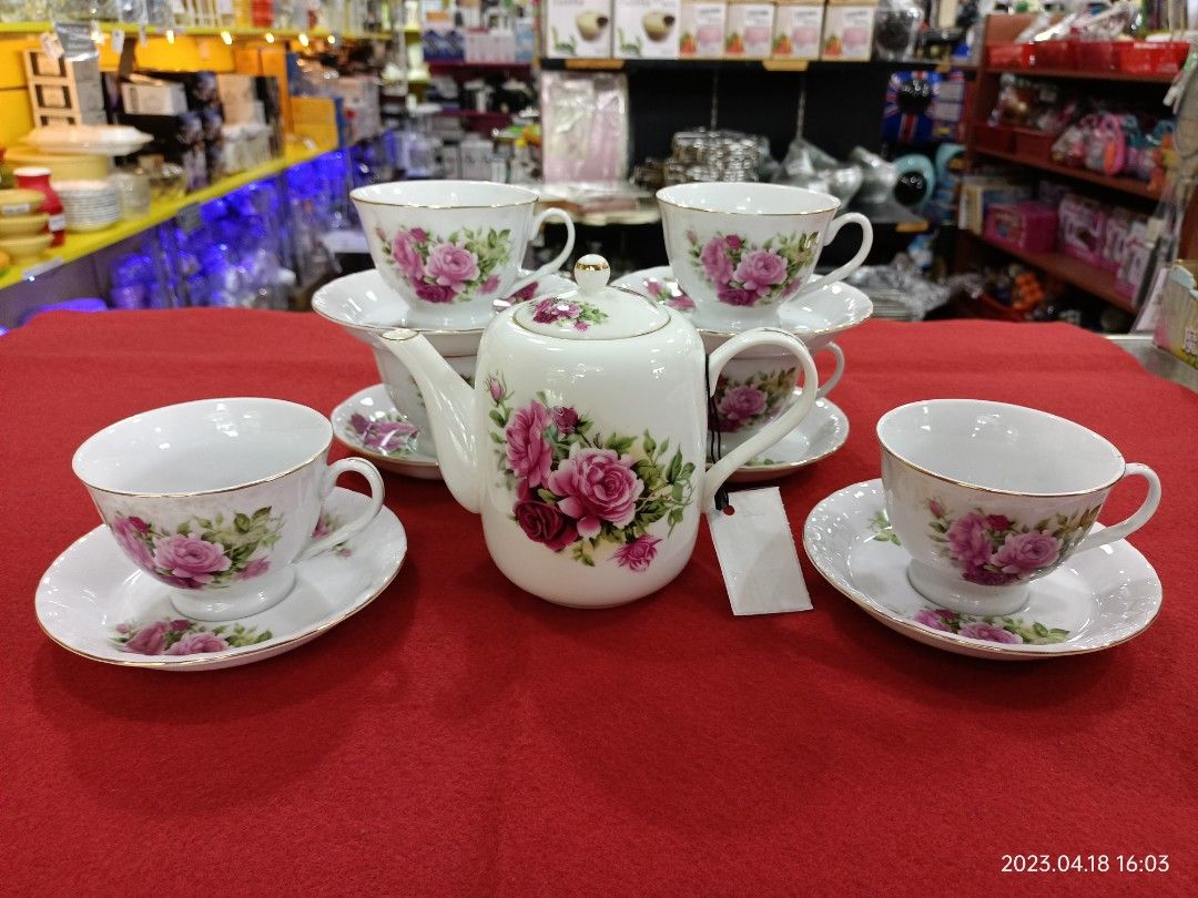 Dubai Classic Tea Set Flower Motif, Furniture & Home Living
