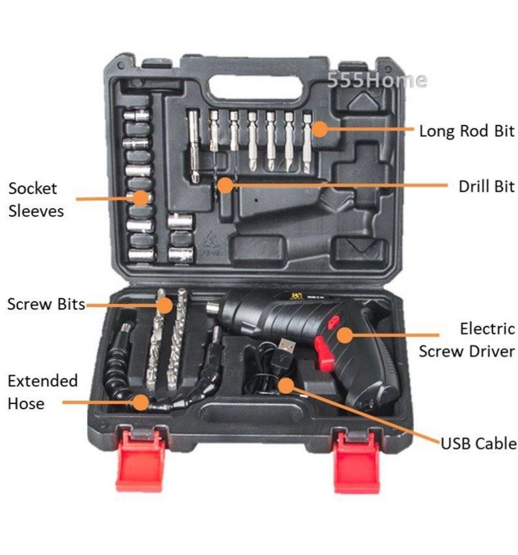 Electric Screwdriver Set / USB Power Tool Kit / Cordless Drill Set / 3 ...
