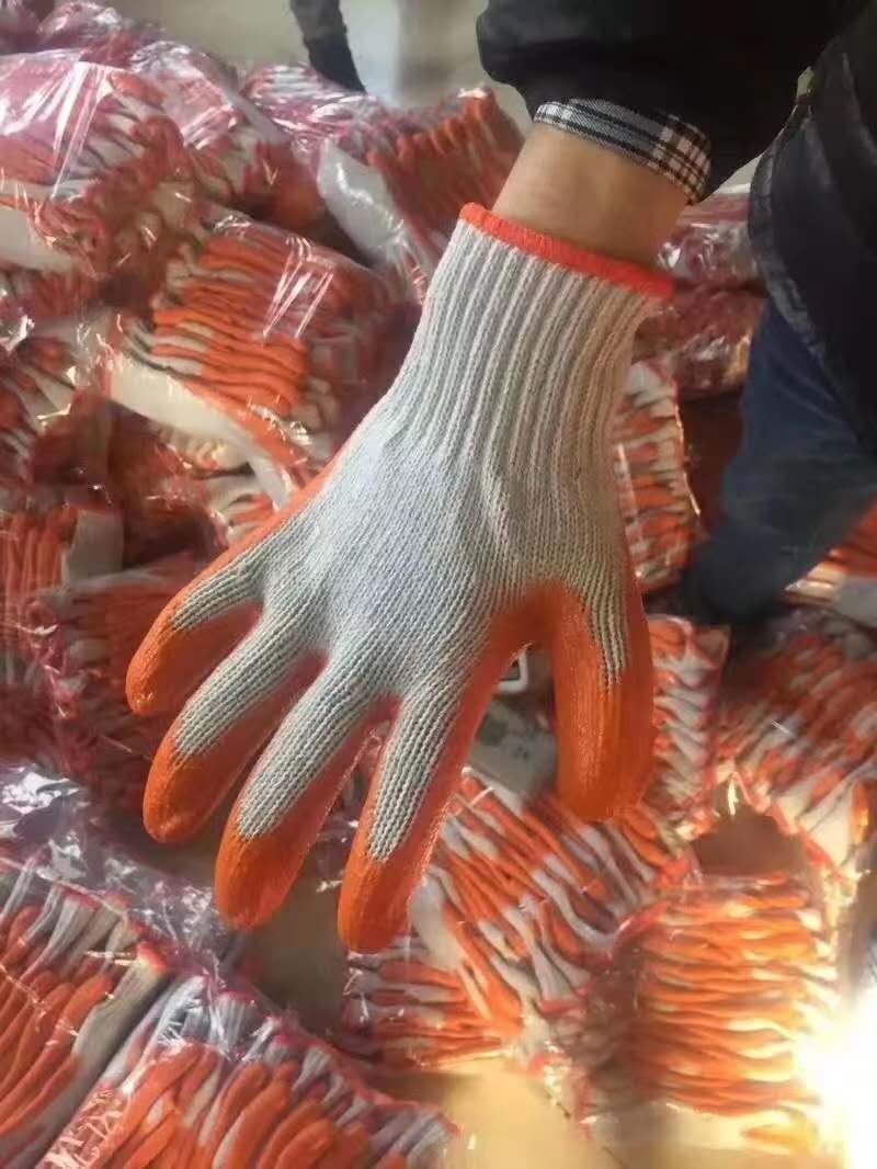 Factory Knitted Durable White Cotton Work Gloves Smooth Latex Rubber