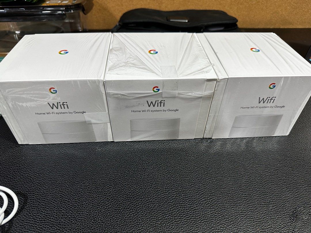Google Home Wifi System (Mesh) (Category: Networking) located in Manila. Submitted by raintan888 (Listing ID 1227341558, Image 1). Description: Google Home wifi system, mesh wifi Condition: used (fairly), no issues or whatsoever, works perfectly fine Price: 3 pcs for 5,000.00 Qty: 3 sets only Comes with: - google wifi - original google power adapter - original google box with same serial as the nods RFS: change to a higher spec already Descriptio