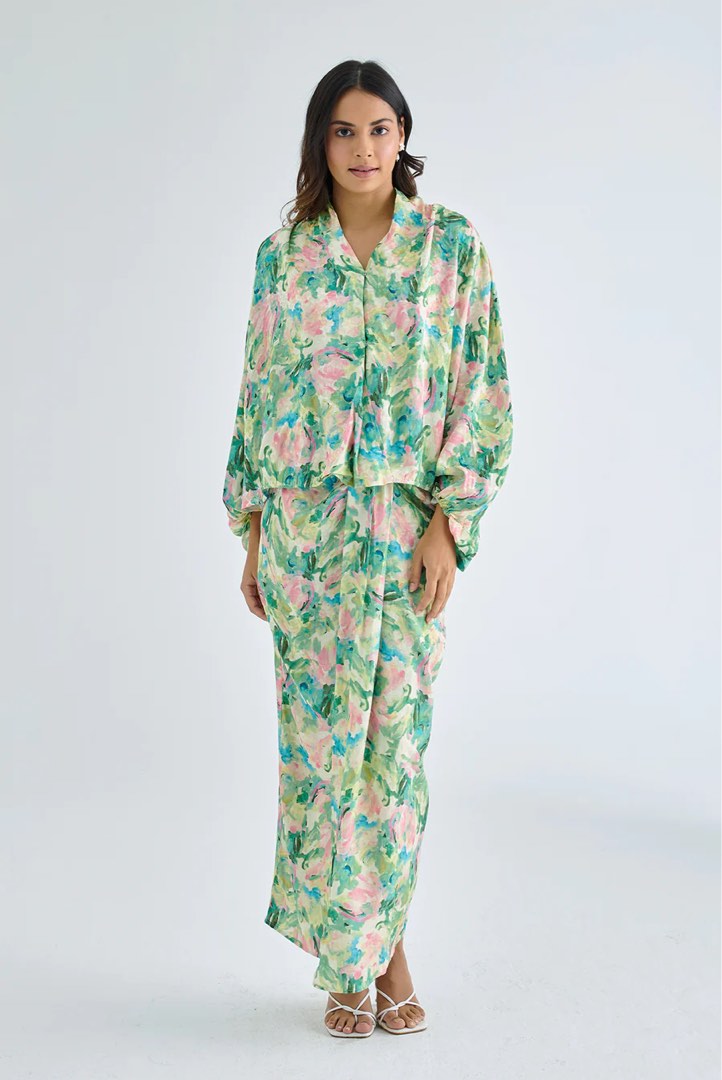 Hani Mokhtar POPPY overlap set in Jade - M/UK10, Women's Fashion ...