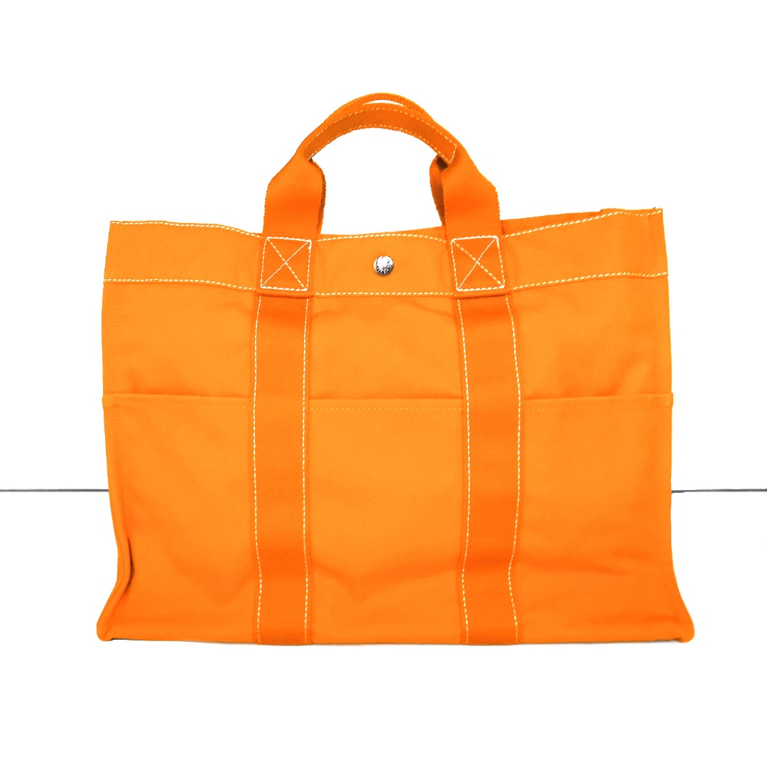 Hermès Hermes Paris Vintage Beige Orange Canvas Fourre Tout MM Bag