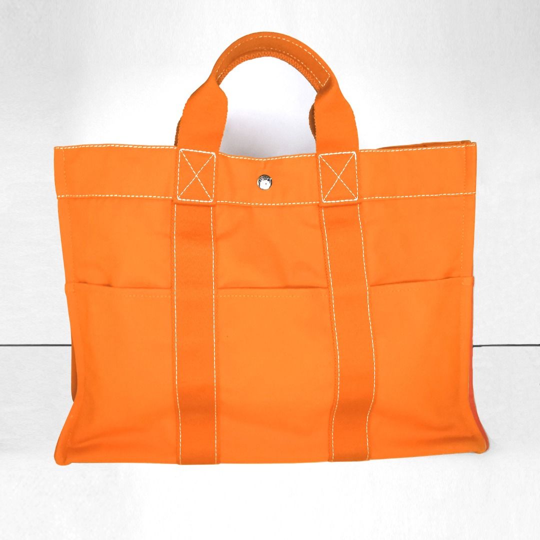 HERMES Fourre Tout MM Canvas Hand Tote Bag Orange from Japan