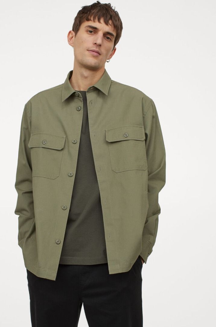 Mens khaki shop shirt jacket