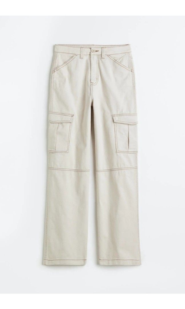 H&M off white cargo pants on Carousell