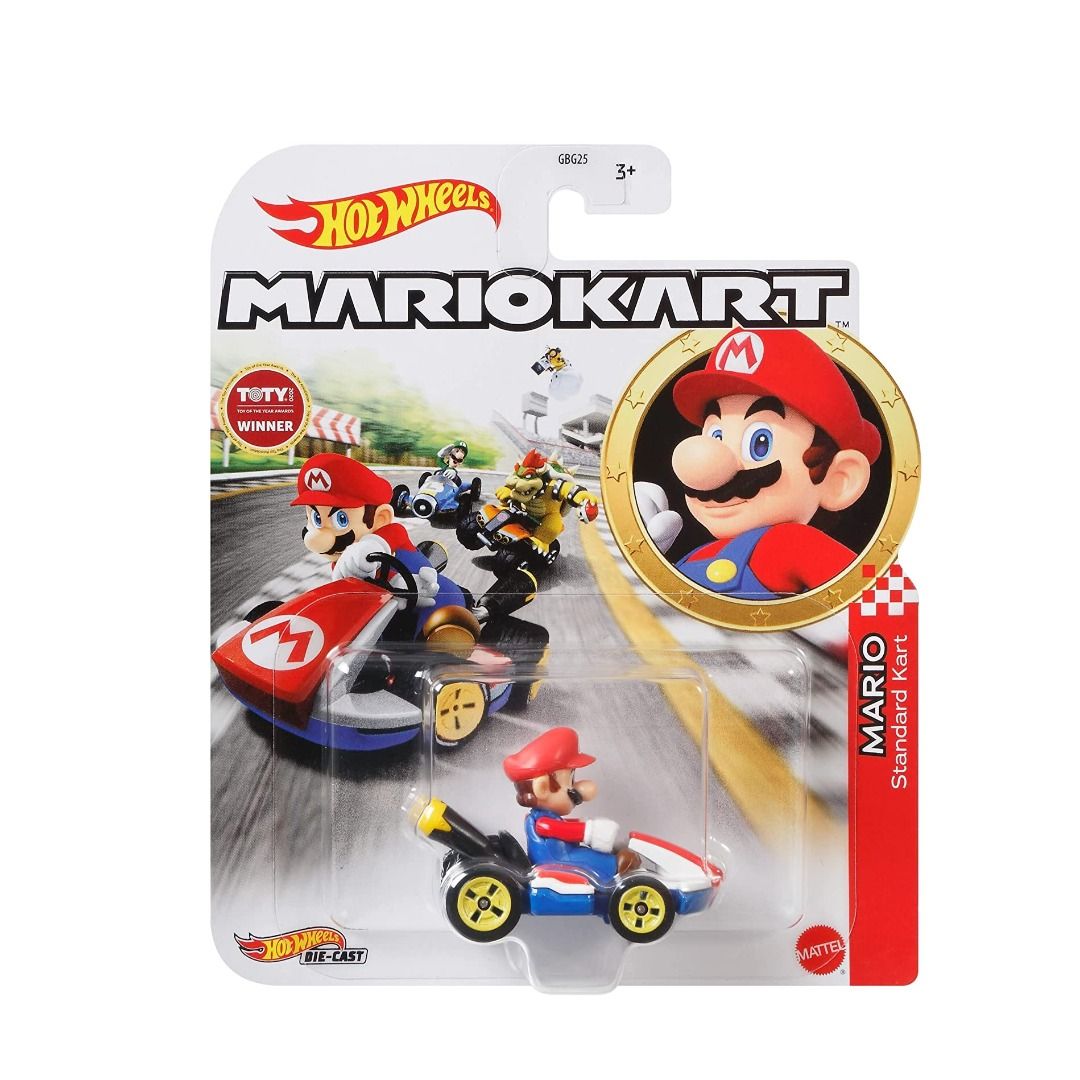 Hot Wheels Die-Cast Mario Kart Luigi in P-Wing Kart with Cloud Glider