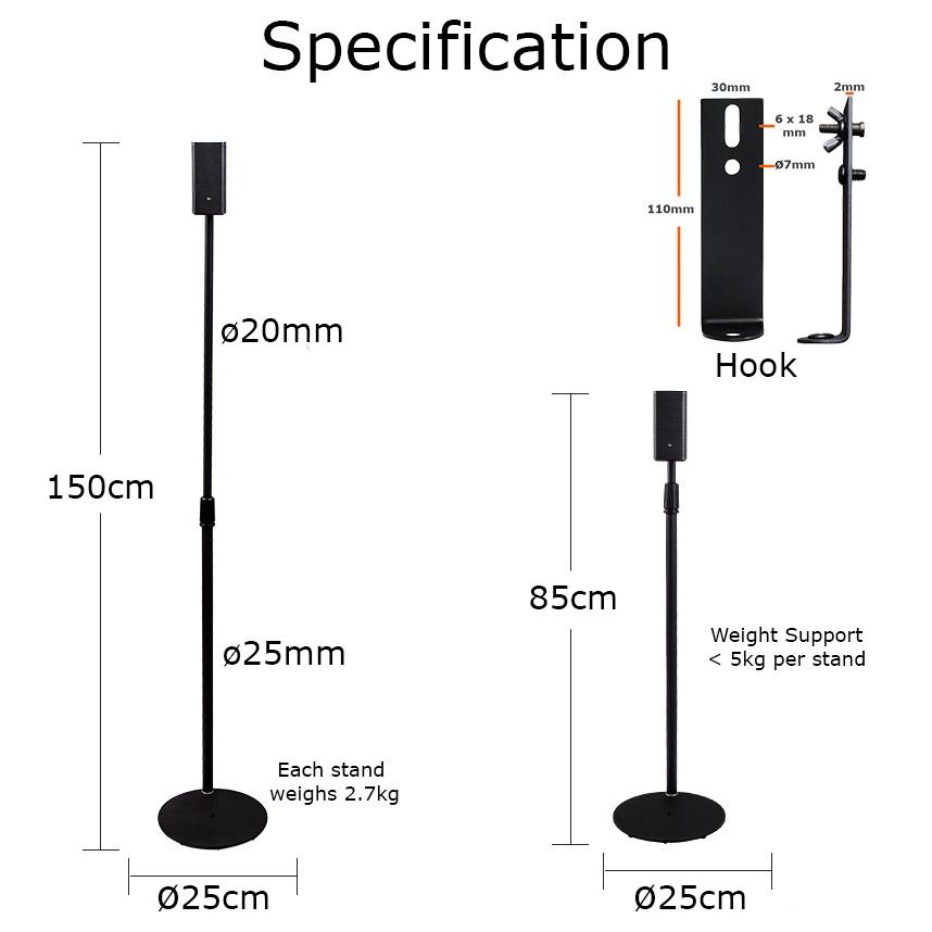 Universal Speaker Stand Space Saver model Keyhole Threadhole Speaker