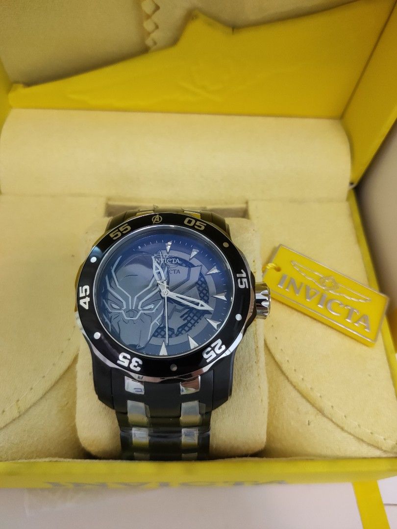 Invicta black on sale panther watch gold