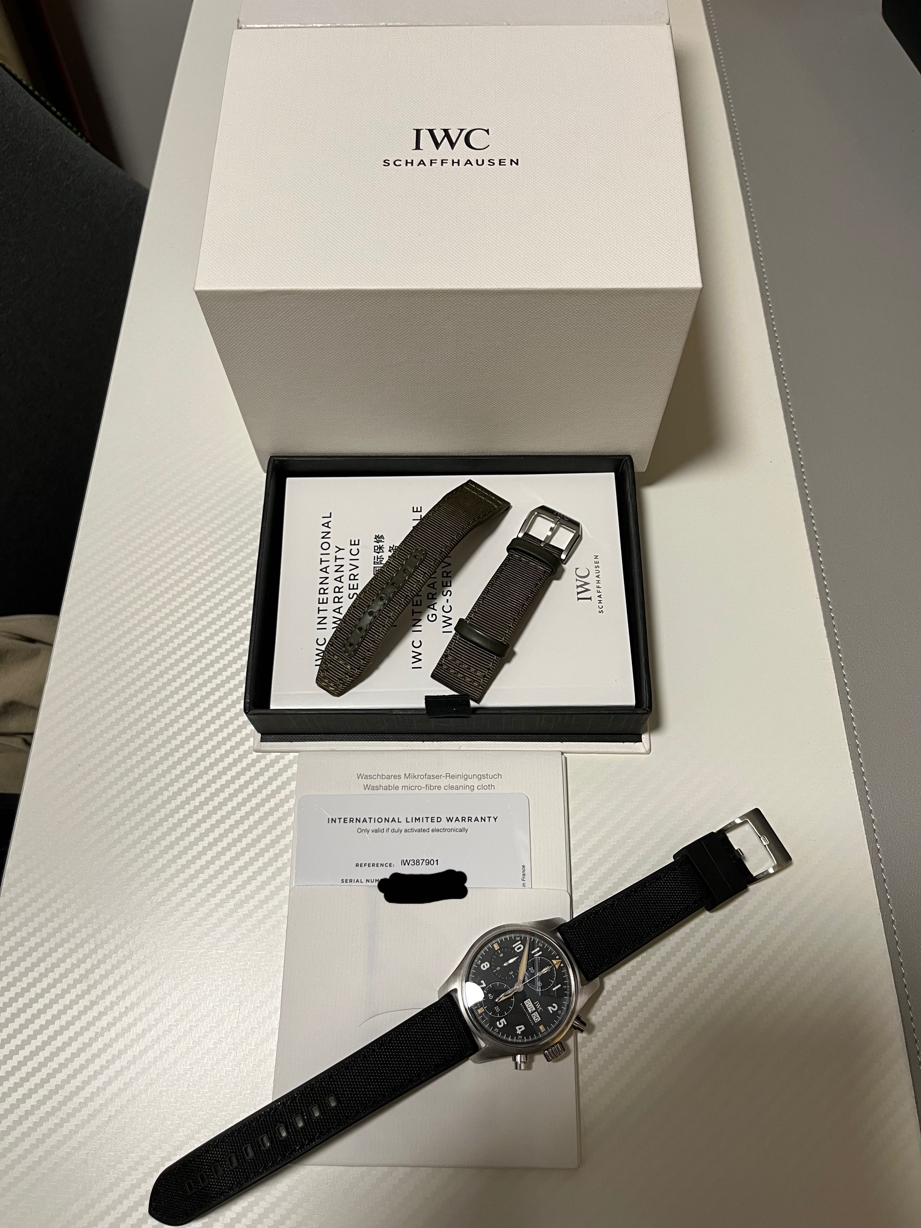 IWC pilot chronograph spitfire green strap 41mm IWC387901