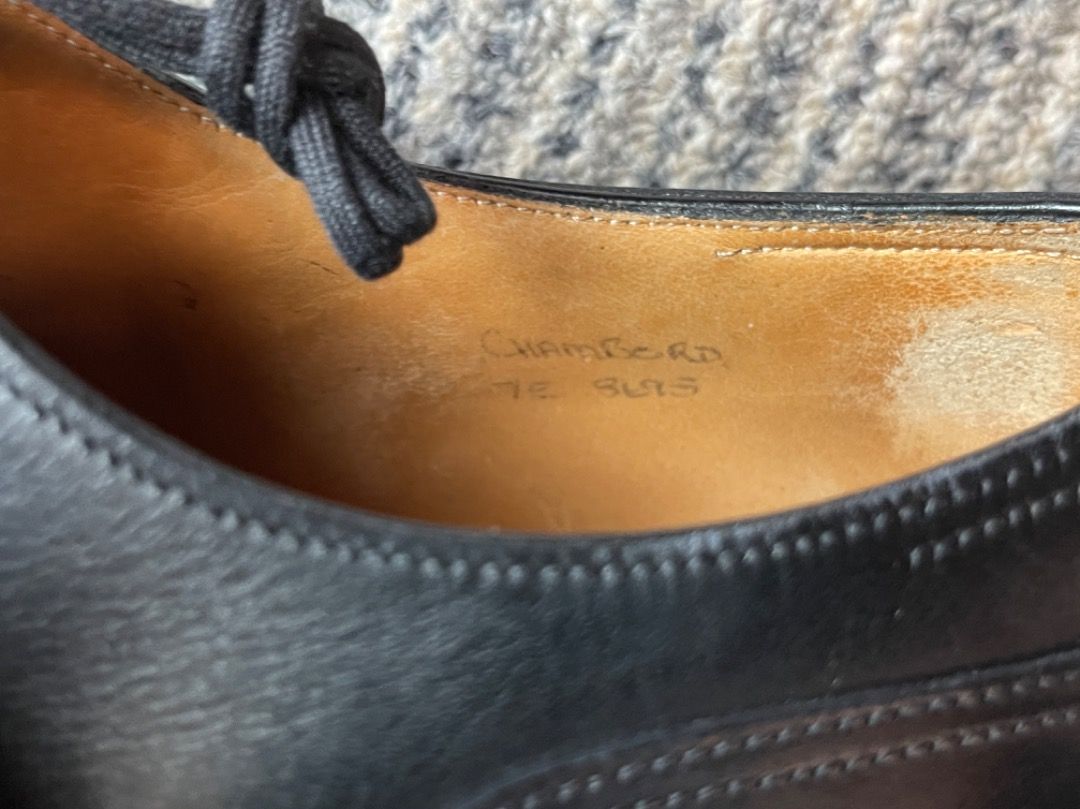 John Lobb Chambord Derby Dress Shoes. Size 7E in Black. Made in