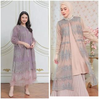 kaftan abinaya Safiyya lace premium Caramel dan Mauve