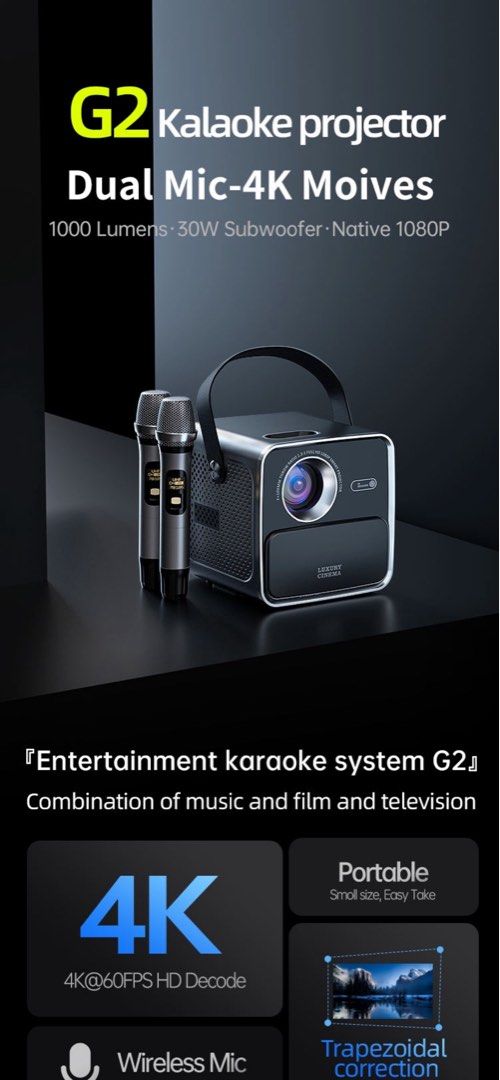 Karaoke Projector 4K resolution, TV & Home Appliances, TV