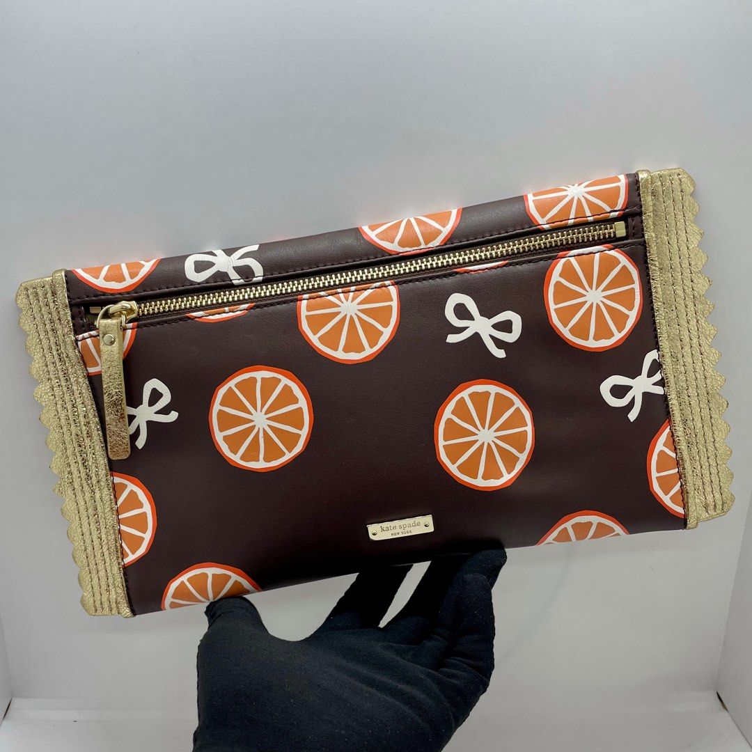 KATE SPADE CHOCOLATE AND ORANGE CLUTCH 227029080 Women s Fashion Bags Wallets Clutches on Carousell
