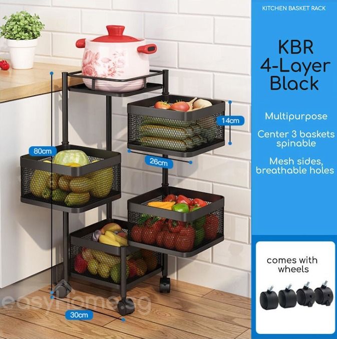 KBR kitchen basket rack - 3 tier 4 tier 5 tier df, Furniture & Home ...