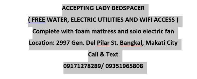 Lady Bedspacer Makati Area