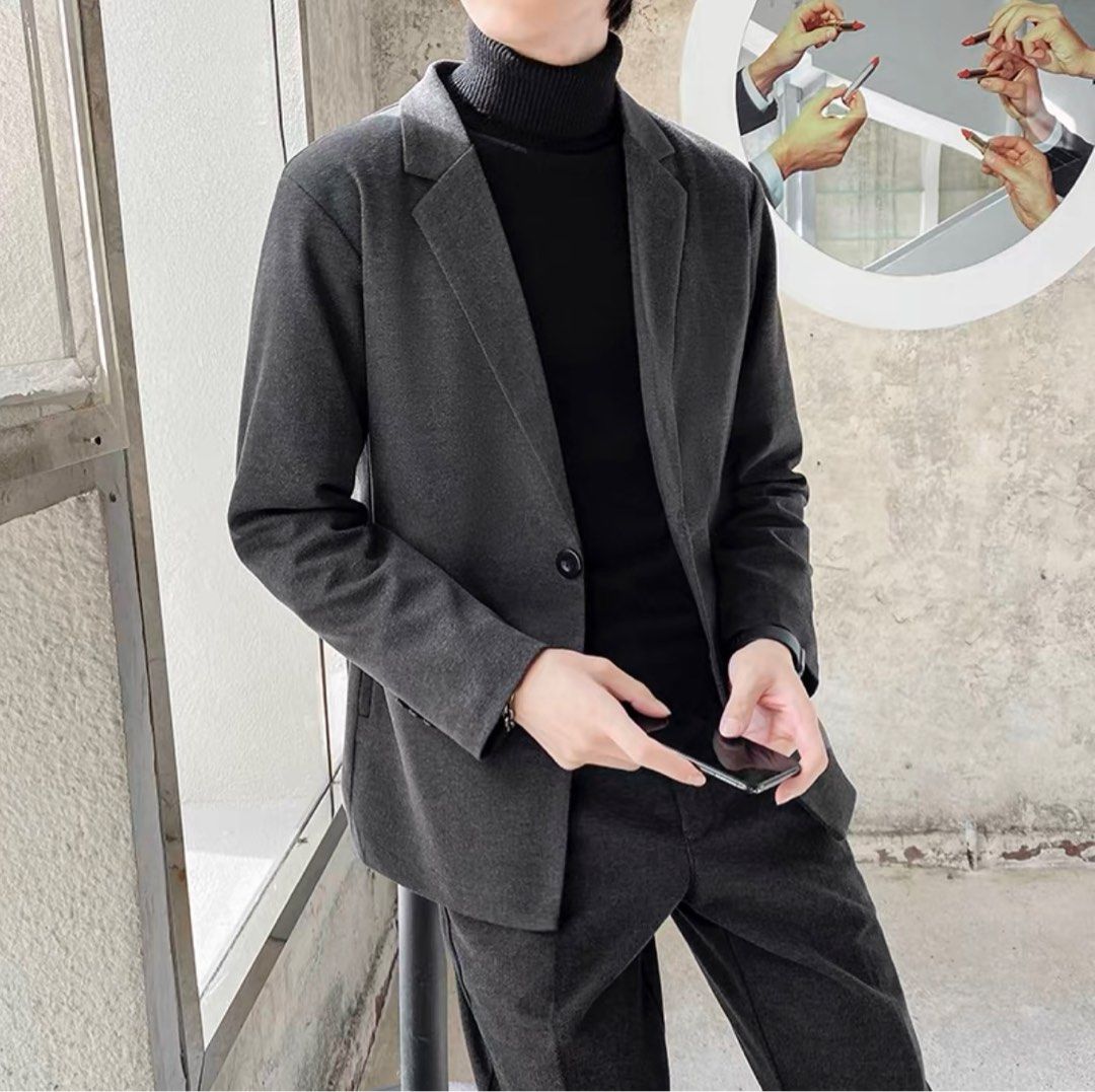 Men's grey wool winter coat hot sale