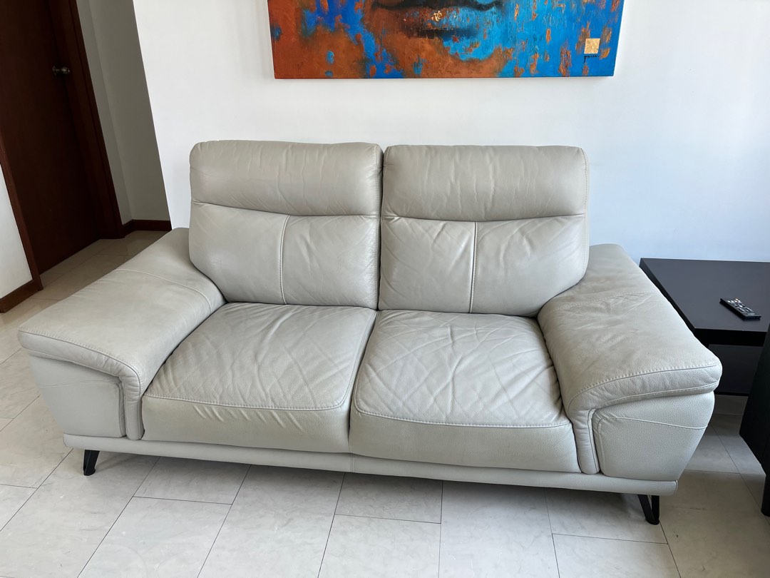 Leather 2 seater sofa, less than 2 years old, Furniture & Home Living