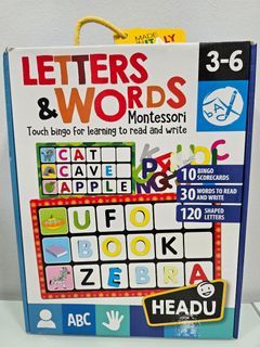 Letters & words montessori touch bingo