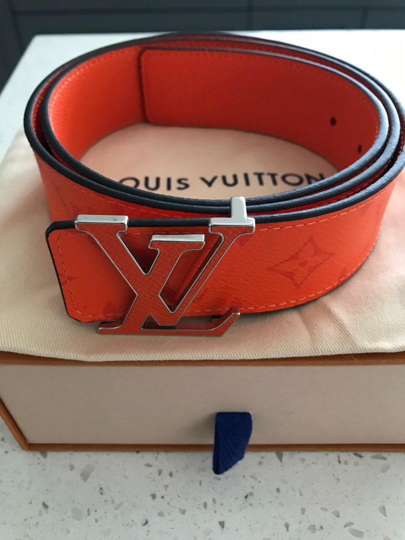 Louis Vuitton LV Initials Reversible Belt Monogram 95/38 Volcano Orange ...