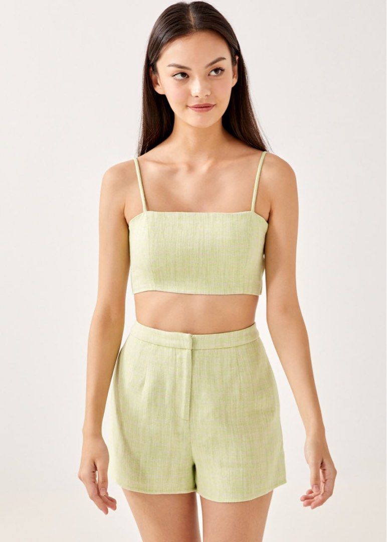 LB Set Allora Tweed Padded Cropped Camisole and Tailored Shorts