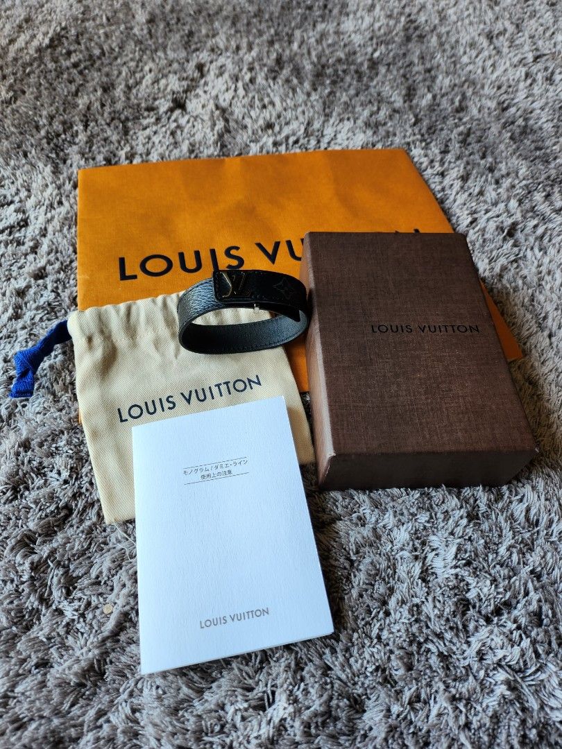 LV Slim Bracelet Monogram Eclipse Canvass, Luxury, Accessories on Carousell
