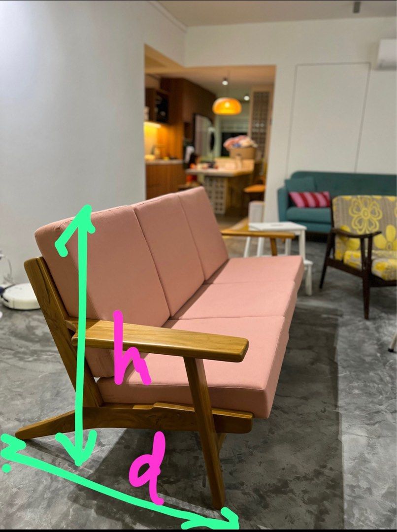 Mid century vintage 3 seater sofa (almost new), Furniture & Home Living