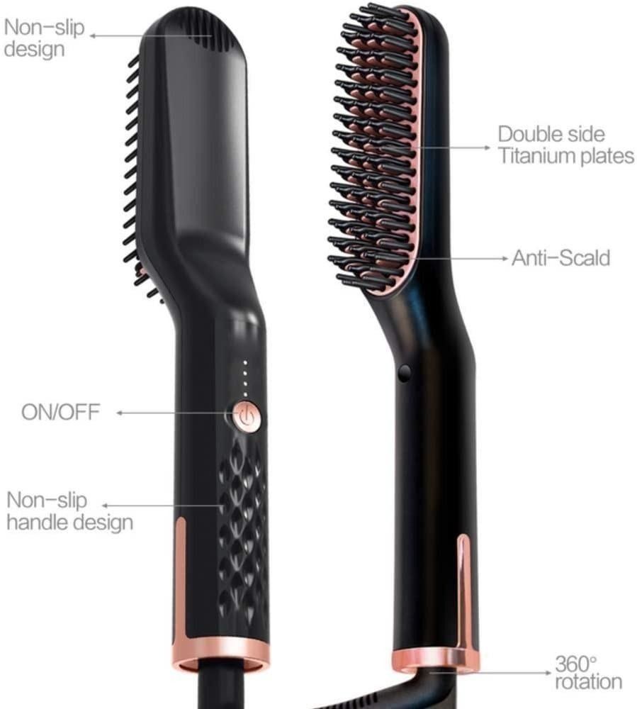 MILASIA Straightener Beard Straightening Brush liaboe 3 in 1 Quick Heating Brush for Straighteners Multifunctional Beard Straightening Comb Hair