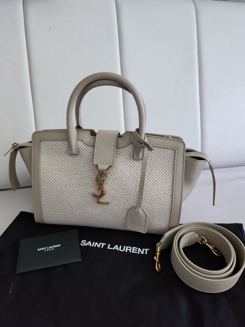 Saint Laurent Authentic Baby Cabas Hand Bag Women Leather Gray Used from  Japan