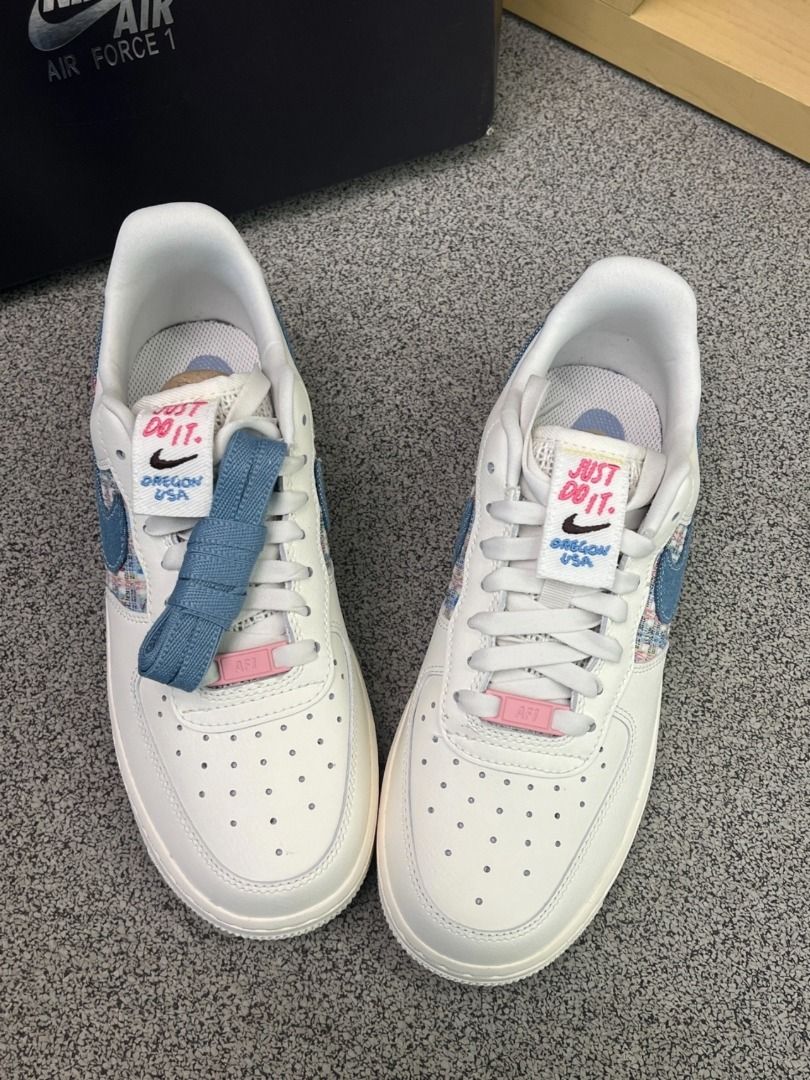 🔥小香風】Nike Air Force Low “JUST DO IT ” 板鞋女款小香風白藍粉