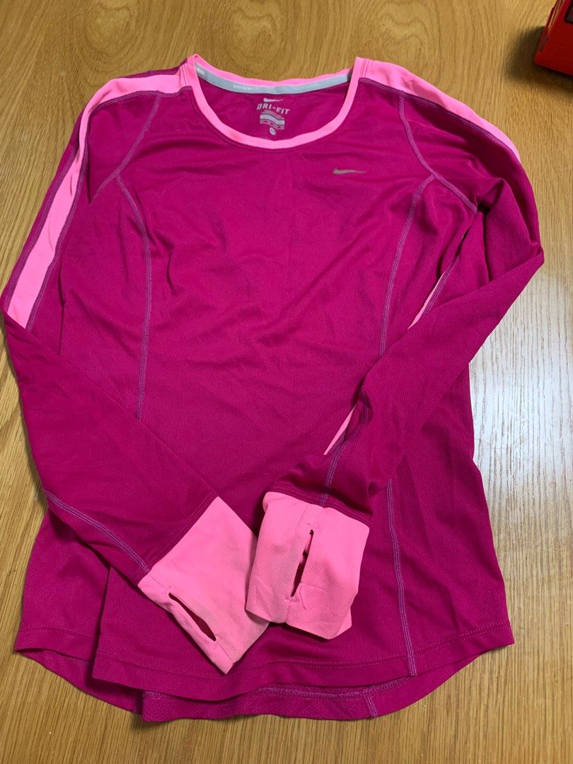 Nike Pro Dri Fit Nike Running top hot pink size xs long sleeve quick dry  light weight, Women's Fashion, Activewear on Carousell