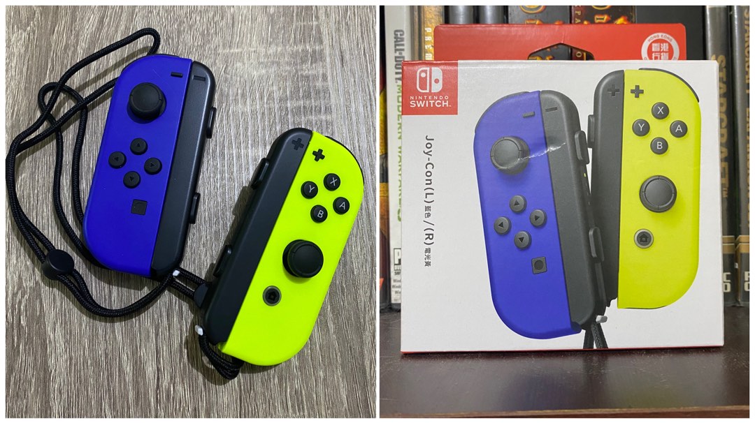 Nintendo Switch JoyCon Blue / Neon Yellow on Carousell