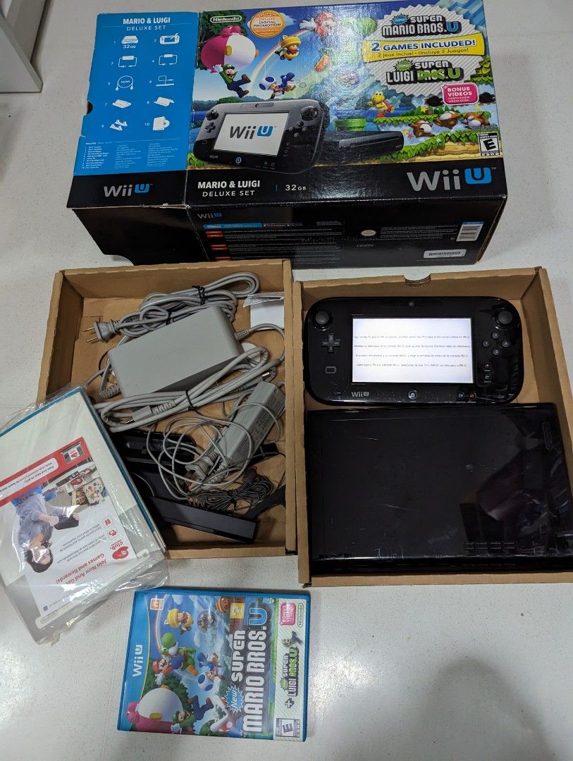 Nintendo Wii U Black Premium Pack (32GB) + New Super Mario Bros.U + New  Super Luigi U in 2023